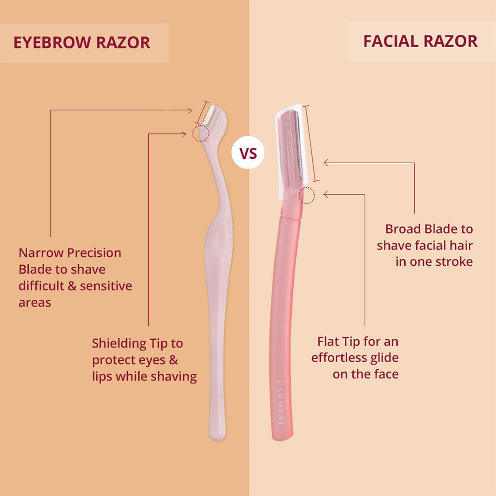 Carmesi Eyebrow Razor - For Salon-Like Eyebrows - Suitable for Sensitive Areas - 3 units