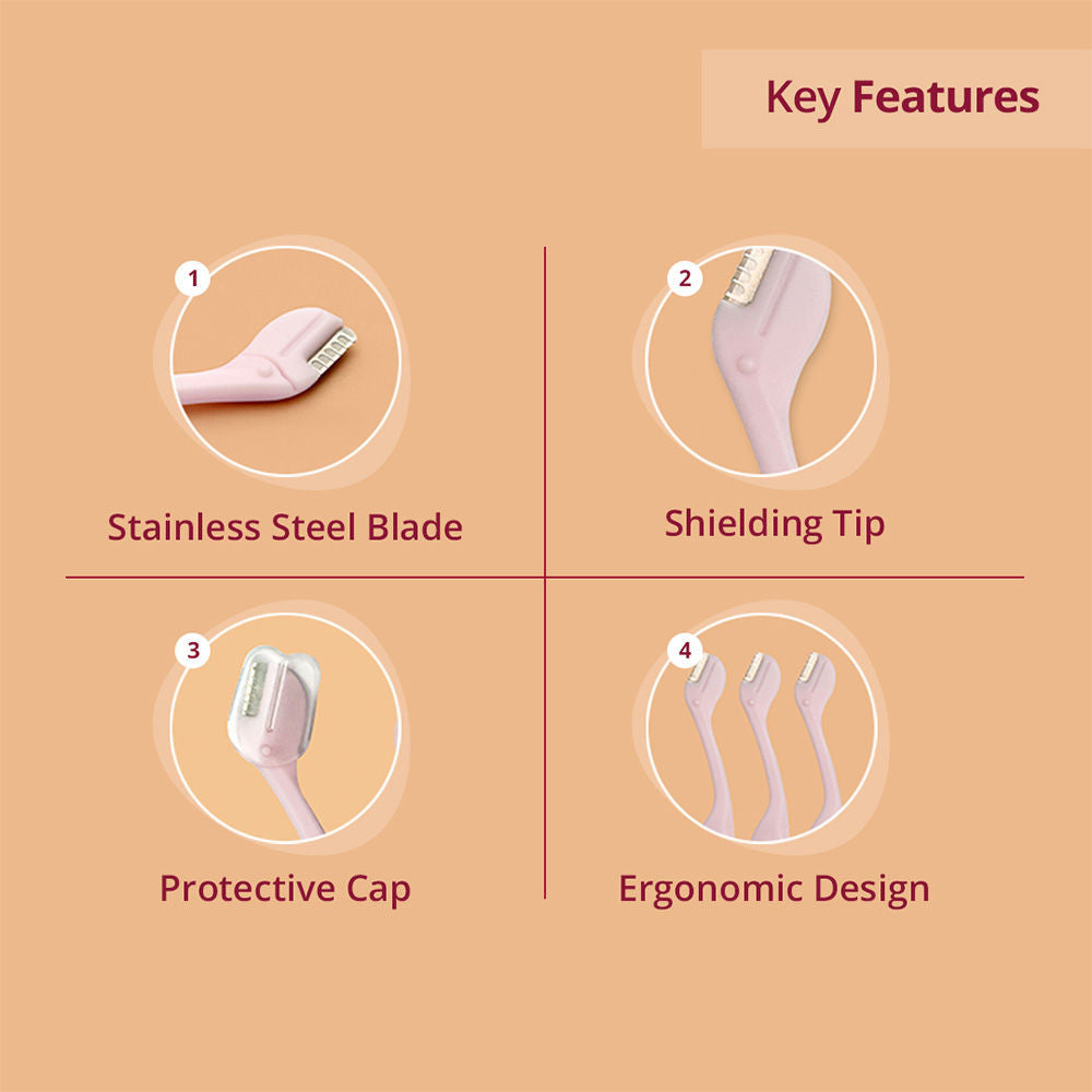Carmesi Eyebrow Razor - For Salon-Like Eyebrows - Suitable for Sensitive Areas - 3 units