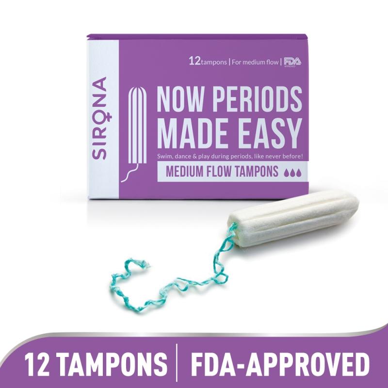Sirona Fda Approved Period Made Easy Non Applicator Tampons (20) For Medium & Regular Flow