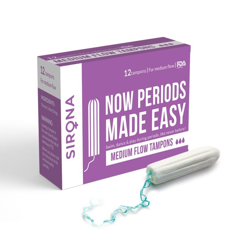 Sirona Fda Approved Period Made Easy Non Applicator Tampons (20) For Medium & Regular Flow