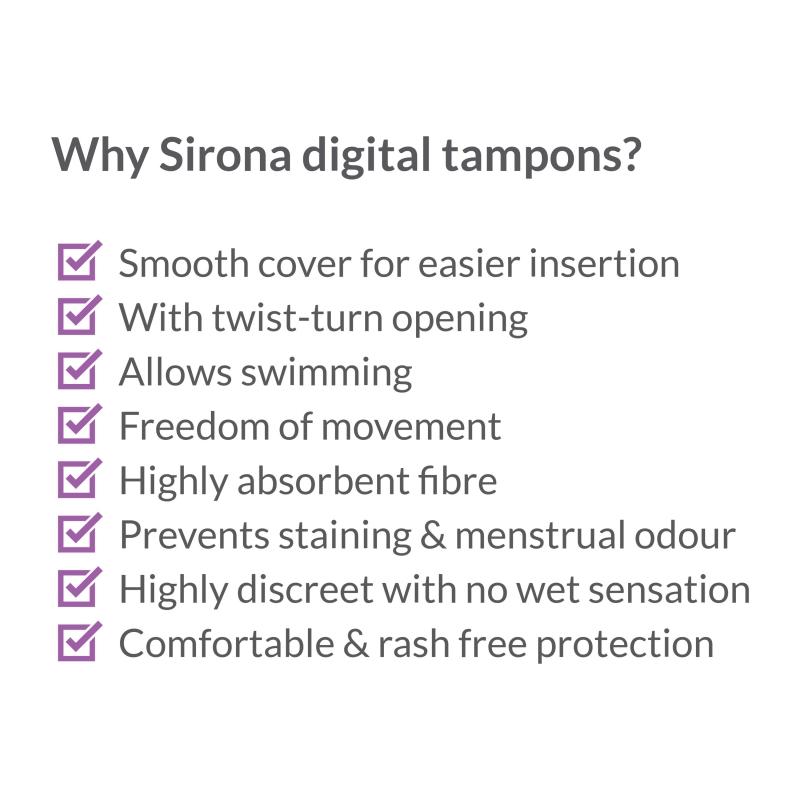 Sirona Fda Approved Period Made Easy Non Applicator Tampons (20) For Medium & Regular Flow