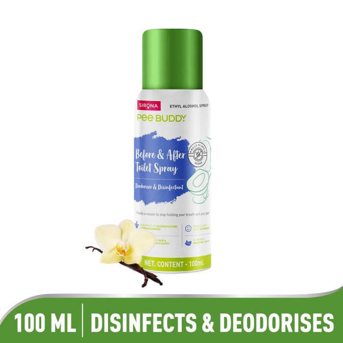 Peebuddy Before & After Toilet Seat Sanitizer Spray (Vanilla), Deodoriser & Disinfectant