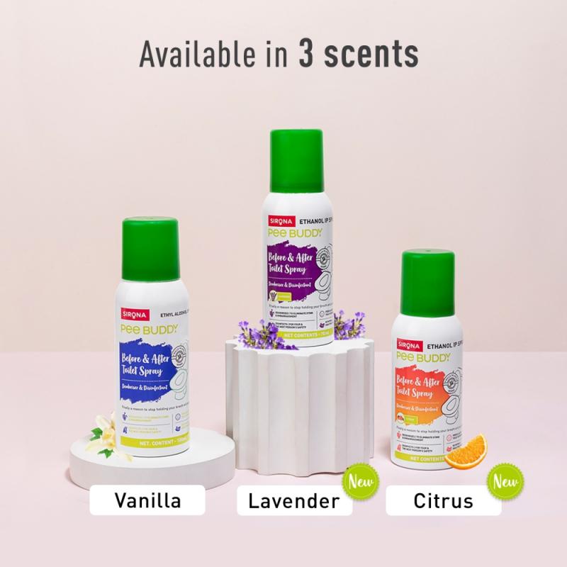 Peebuddy Before & After Toilet Seat Sanitizer Spray (Vanilla), Deodoriser & Disinfectant