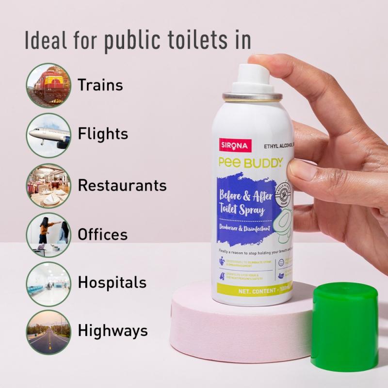 Peebuddy Before & After Toilet Seat Sanitizer Spray (Vanilla), Deodoriser & Disinfectant