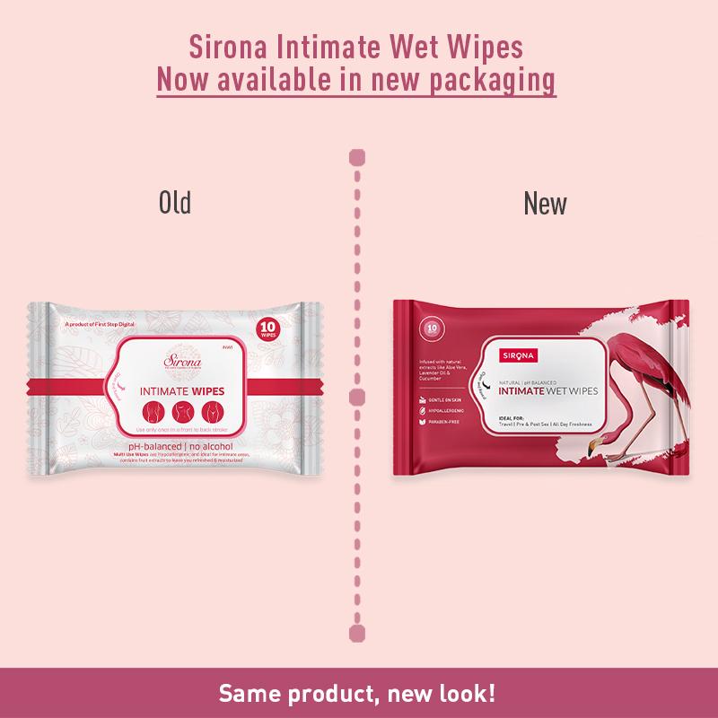 Sirona Natural Intimate Wet Wipes, Balance PH, Hypoallergenic, Protects Against Odour & Irritation