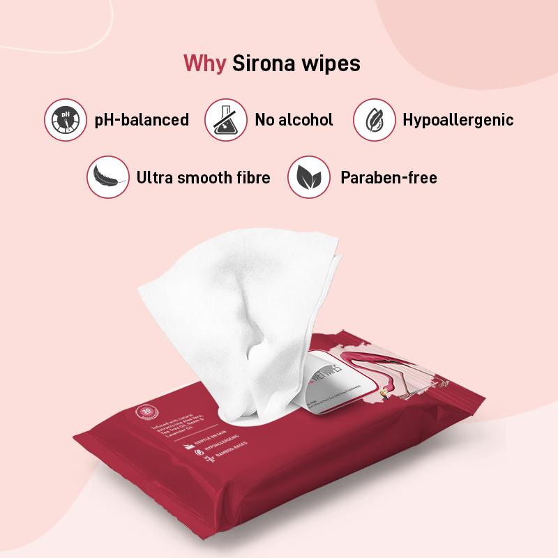 Sirona Natural Intimate Wet Wipes, Balance PH, Hypoallergenic, Protects Against Odour & Irritation