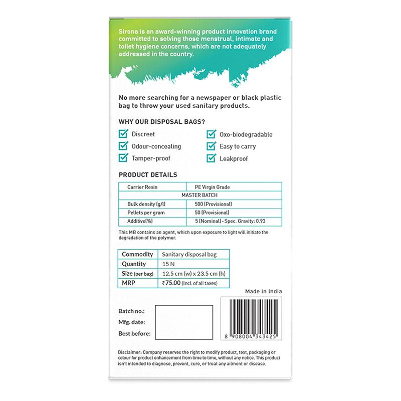 Sirona Oxo Biodegradable & Leak-Proof Sanitary Disposal Bags For Discreet Disposal Of Hygiene Waste