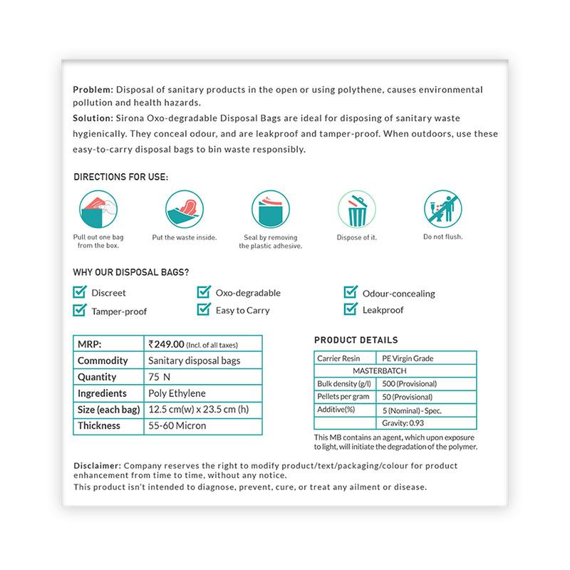 Sirona Oxo-Degradable Sanitary Disposal Bags
