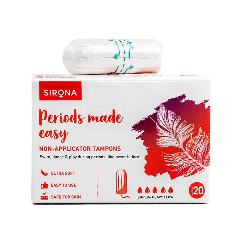 Sirona Fda Approved Tampons for Super Heavy Flow, High Absorption & Biodegradable, 360° Leakproof