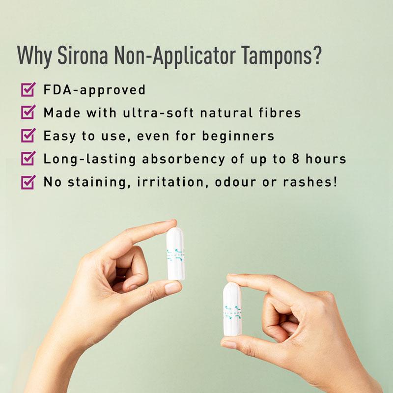 Sirona Fda Approved Tampons for Super Heavy Flow, High Absorption & Biodegradable, 360° Leakproof