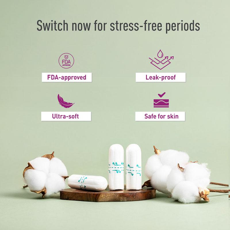 Sirona Fda Approved Tampons for Super Heavy Flow, High Absorption & Biodegradable, 360° Leakproof