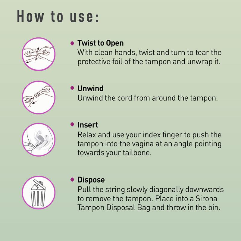 Sirona Fda Approved Tampons for Super Heavy Flow, High Absorption & Biodegradable, 360° Leakproof