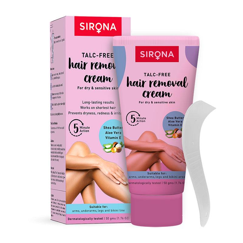 Sirona Talc Free Hair Removal Cream For Dry & Sensitive Skin With Aloevera, Vitamin E & Shea Butter