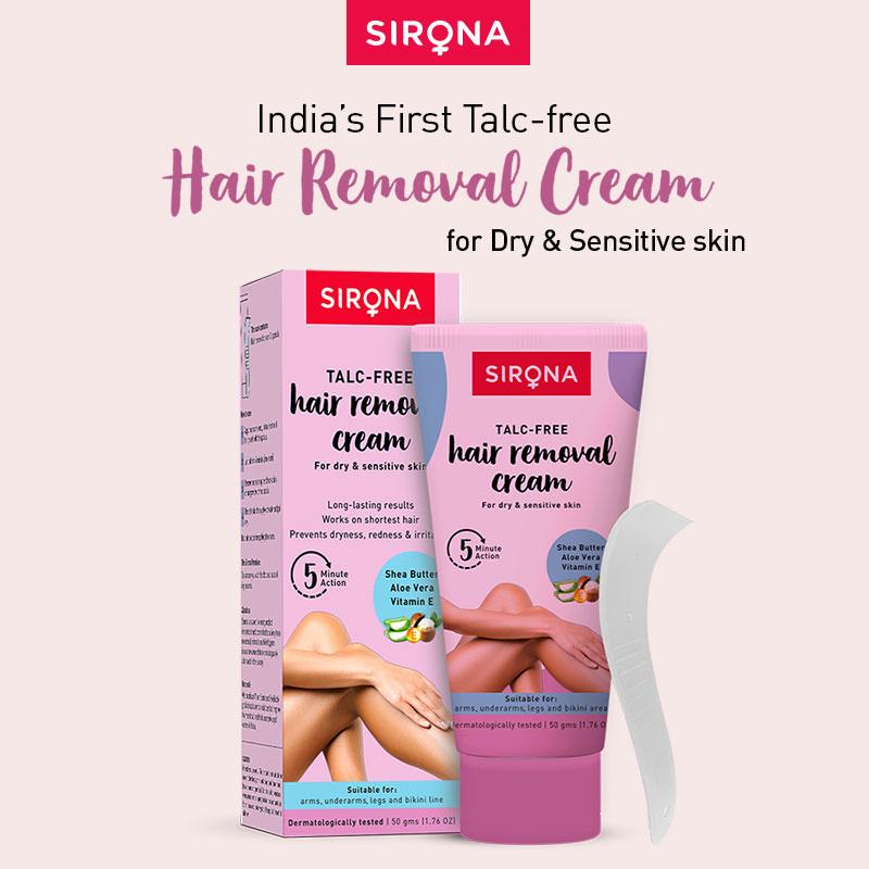 Sirona Talc Free Hair Removal Cream For Dry & Sensitive Skin With Aloevera, Vitamin E & Shea Butter