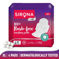 Sirona Cottony Soft Rash Free Sanitary Pads For Women, 4 Pcs (XL), Ultra Thin & Breathable Top Layer