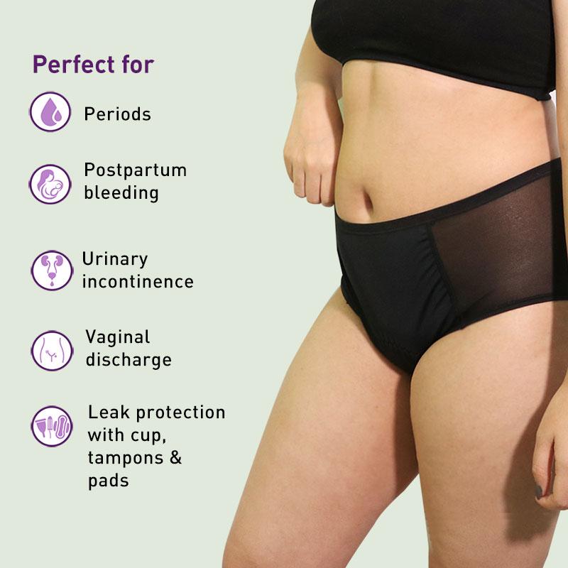 Sirona Reusable Period Panties (M), Leak Proof Protection For Periods, Urinary & Vaginal Discharge