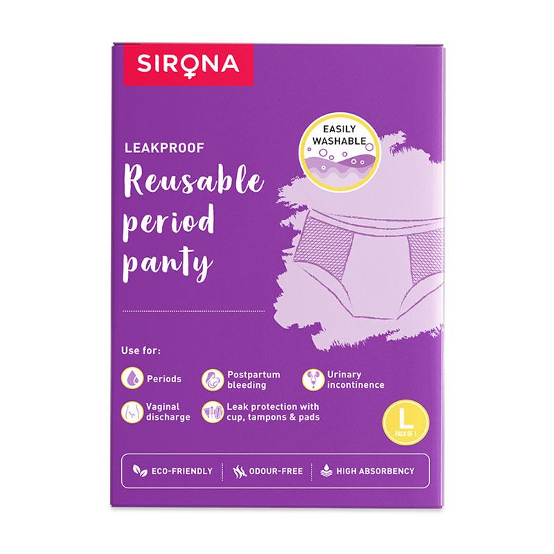Sirona Reusable Period Panties (L), Leak Proof Protection For Periods, Urinary & Vaginal Discharge