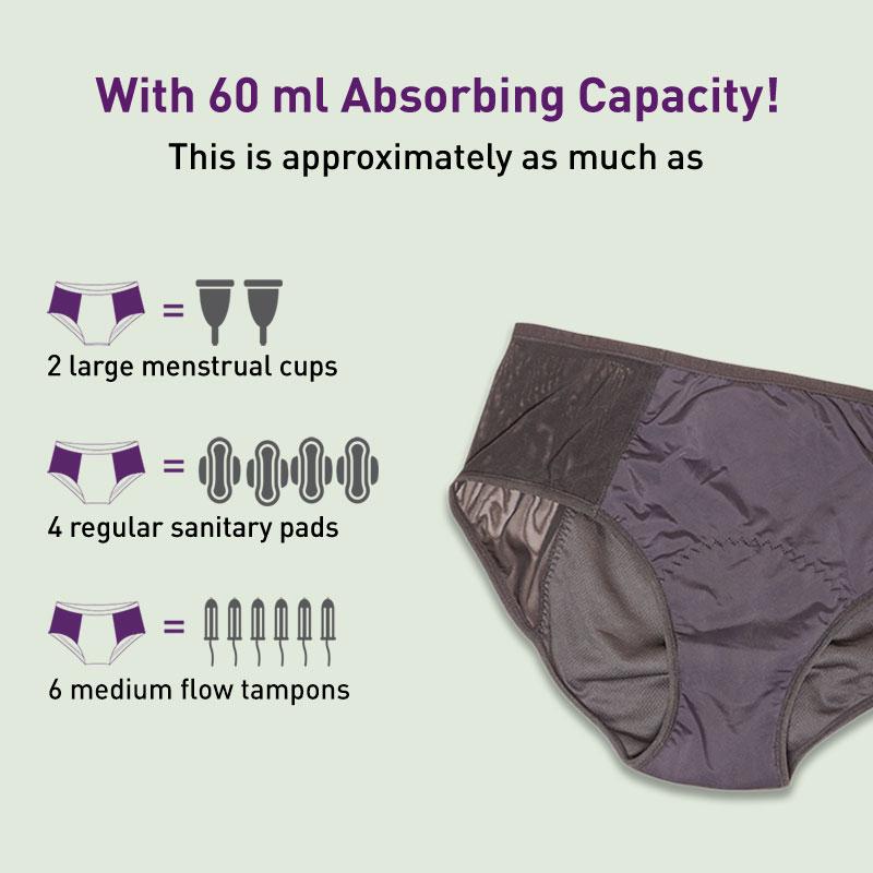 Sirona Reusable Period Panties (L), Leak Proof Protection For Periods, Urinary & Vaginal Discharge