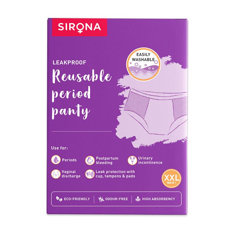 Sirona Reusable Period Panties (2XL), Leak Proof Protection For Periods, Urinary & Vaginal Discharge