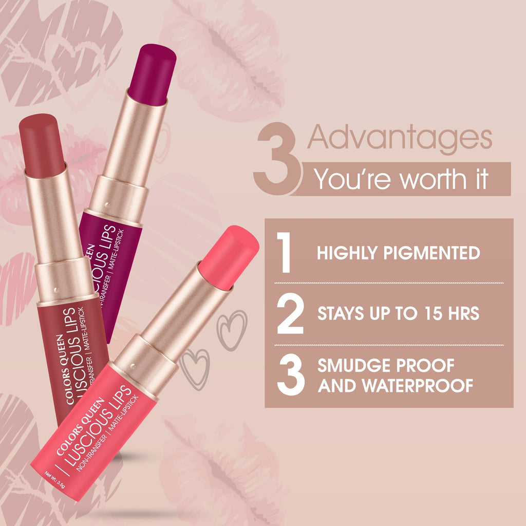 Colors Queen Luscious Lips Non Transfer Matte Lipstick