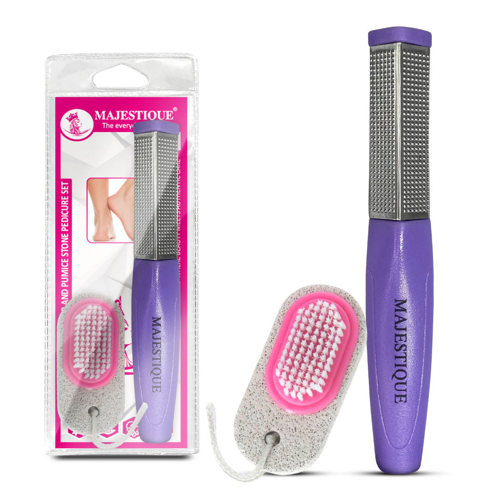 Majestique Foot Scraper And Pumice Stone Pedicure Set - Color May Vary