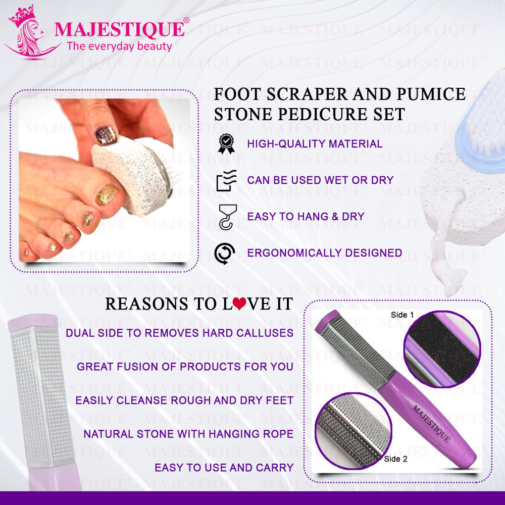 Majestique Foot Scraper And Pumice Stone Pedicure Set - Color May Vary