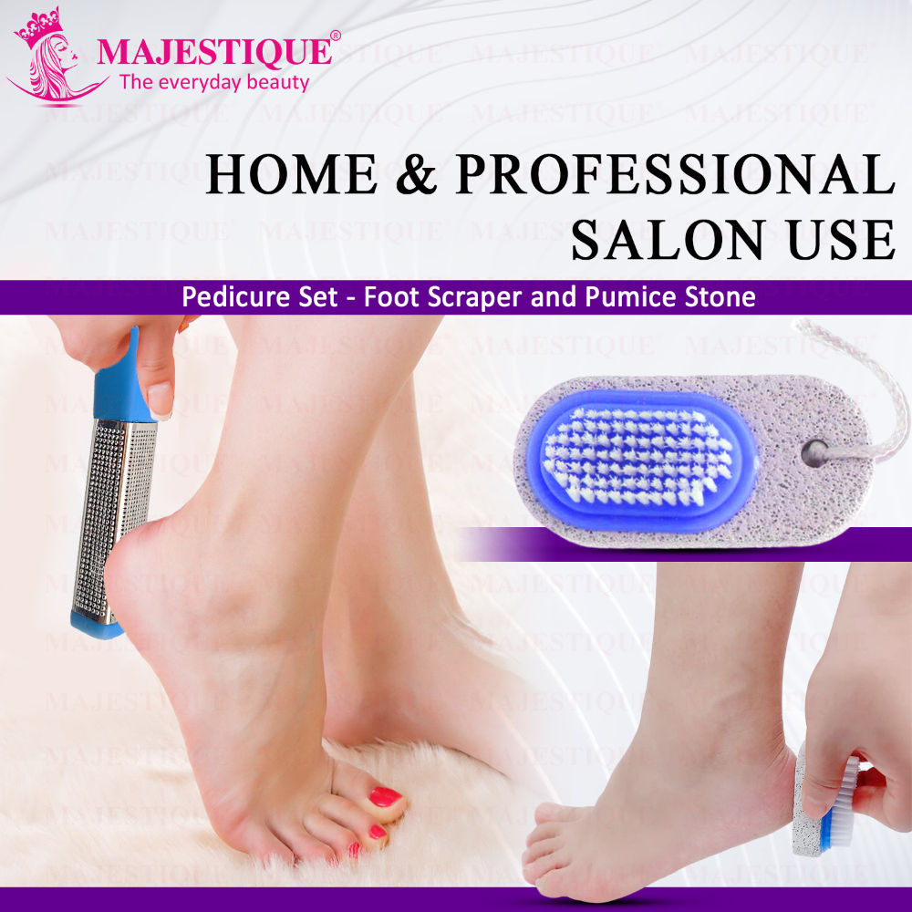 Majestique Foot Scraper And Pumice Stone Pedicure Set - Color May Vary