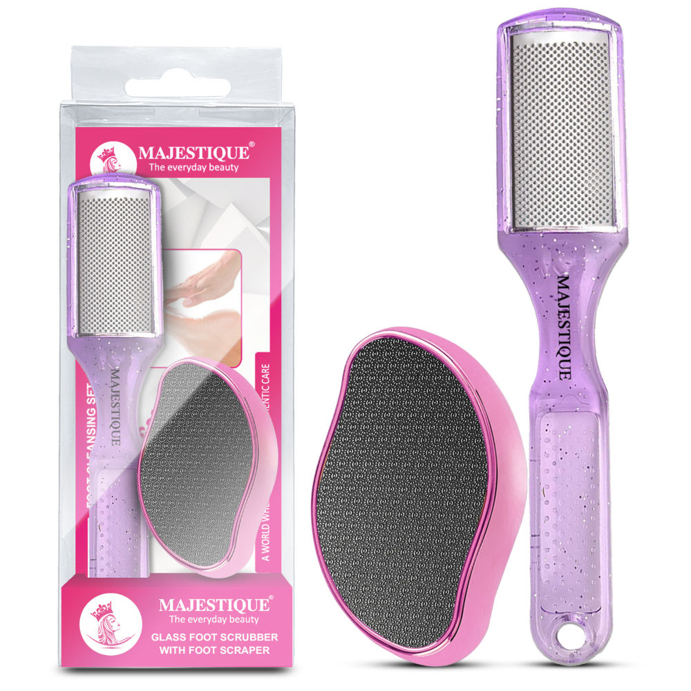Majestique Glass Foot Scrubber And Foot Scraper - Color May Vary