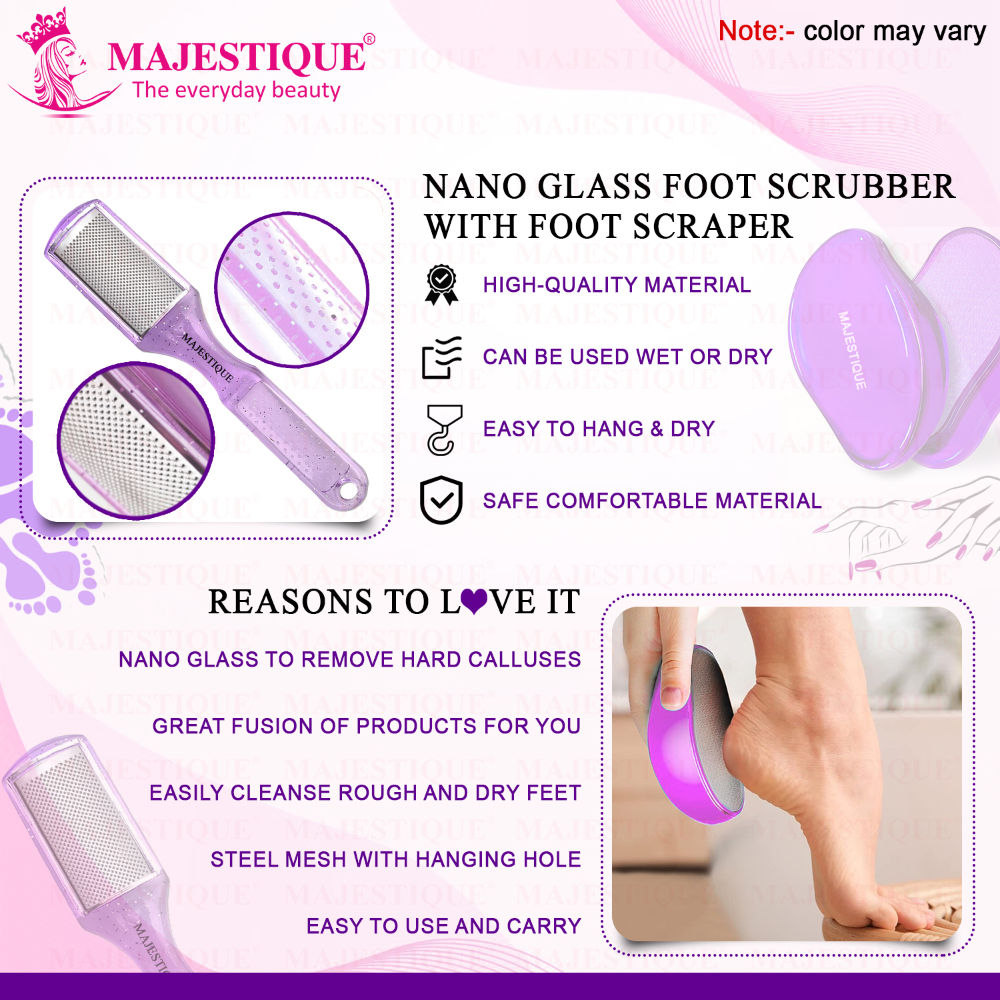 Majestique Glass Foot Scrubber And Foot Scraper - Color May Vary