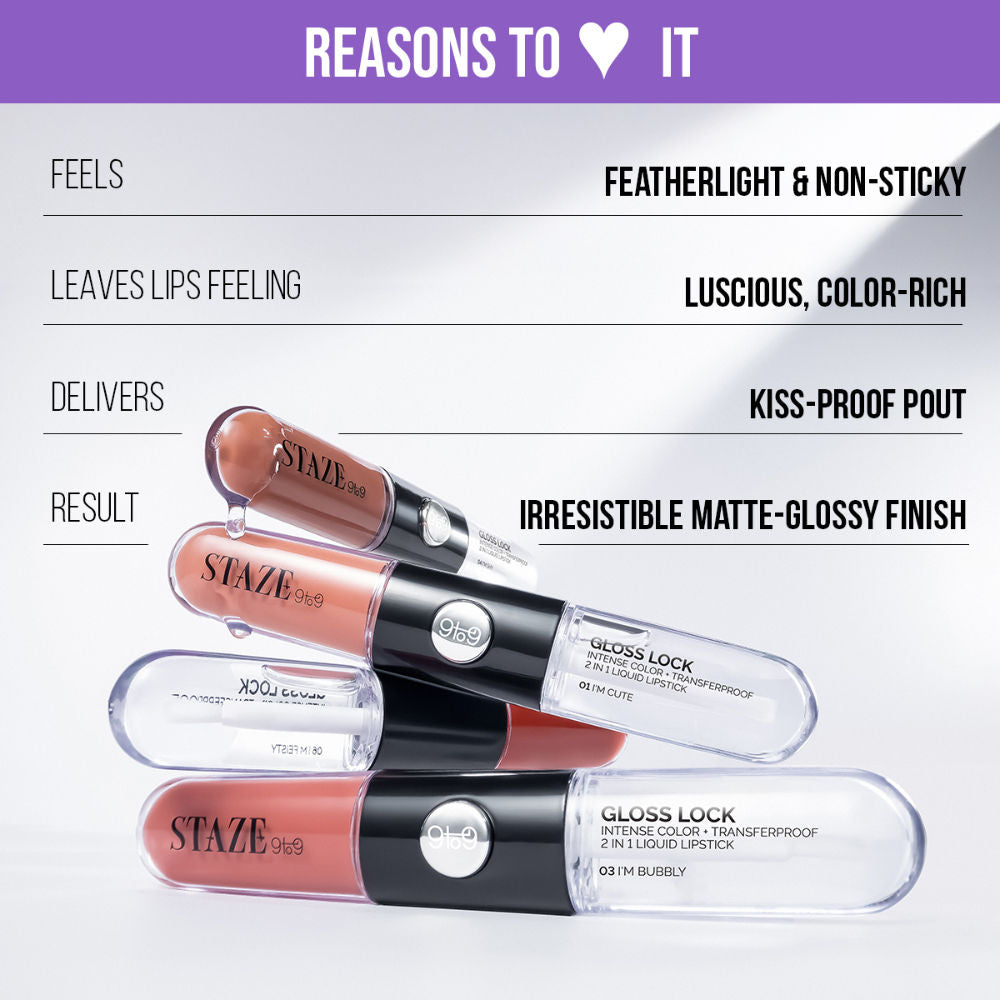 STAZE 9to9 Gloss Lock 2-In-1 Liquid Lipstick