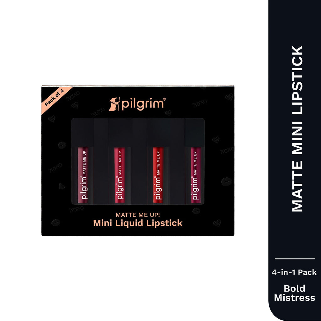 Pilgrim Matte Mini Liquid Lipstick 4 In 1 Pack Smudgeproof, Hydrating & Lightweight