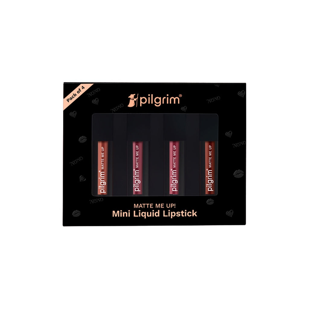 Pilgrim Matte Mini Liquid Lipstick 4 In 1 Pack Smudgeproof, Hydrating & Lightweight