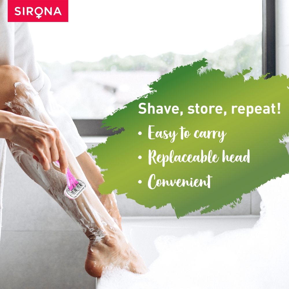 Sirona Reusable 4 Blade Shaving Razor For Women For Pain-free Body Hair Removal With Aloe Vera Lubrication