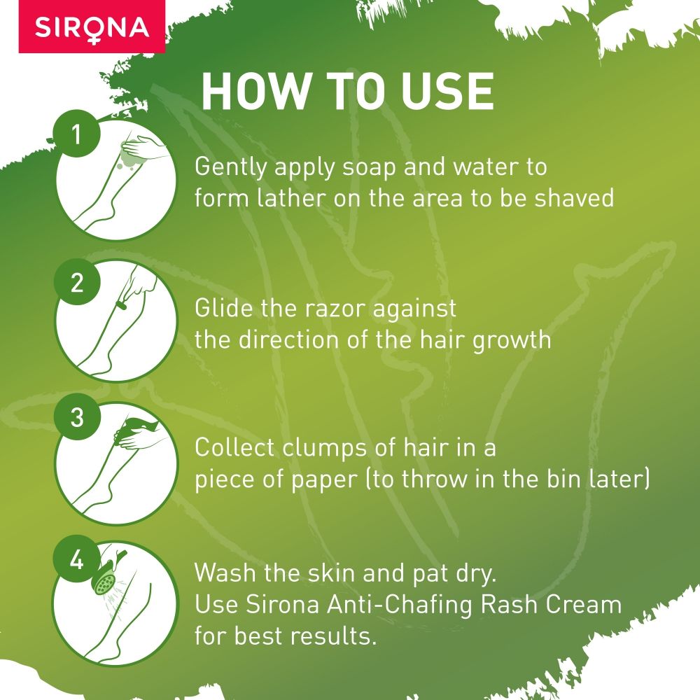 Sirona Reusable 4 Blade Shaving Razor For Women For Pain-free Body Hair Removal With Aloe Vera Lubrication