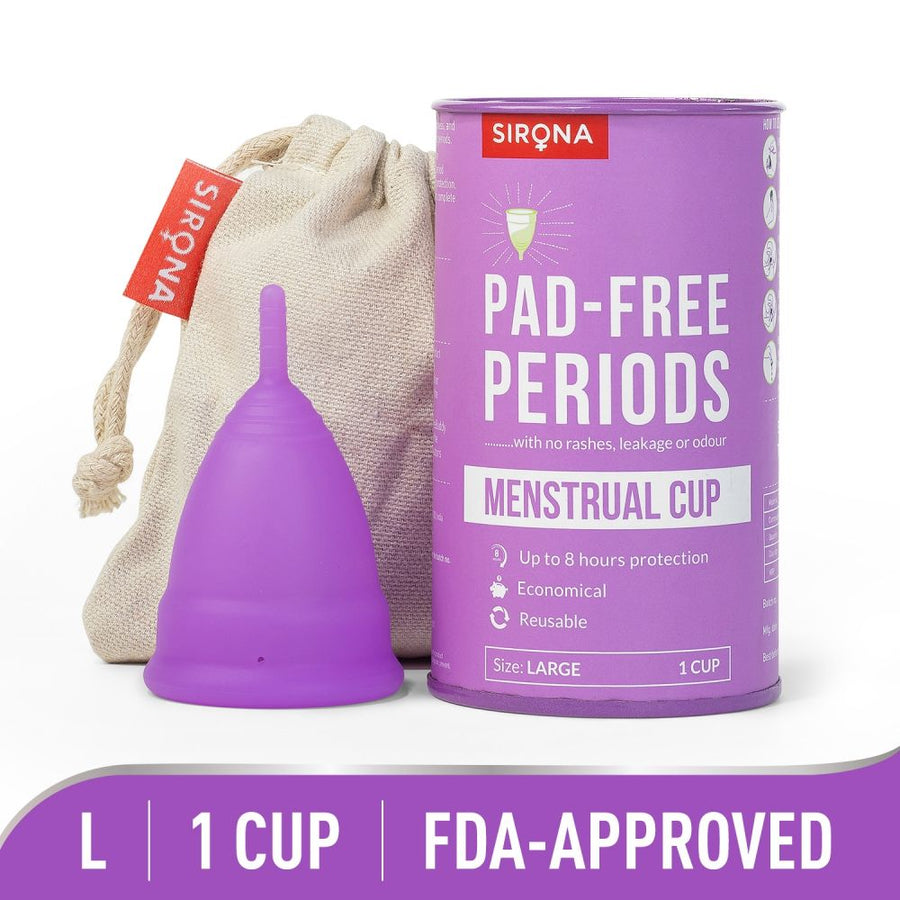 Sirona FDA Approved Reusable Menstrual Cup for Women (Large Size) Protection for Up to 8-10 Hours