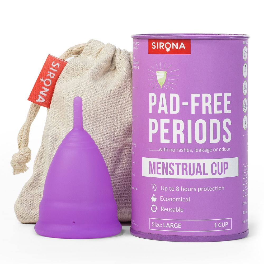 Sirona FDA Approved Reusable Menstrual Cup for Women (Large Size) Protection for Up to 8-10 Hours