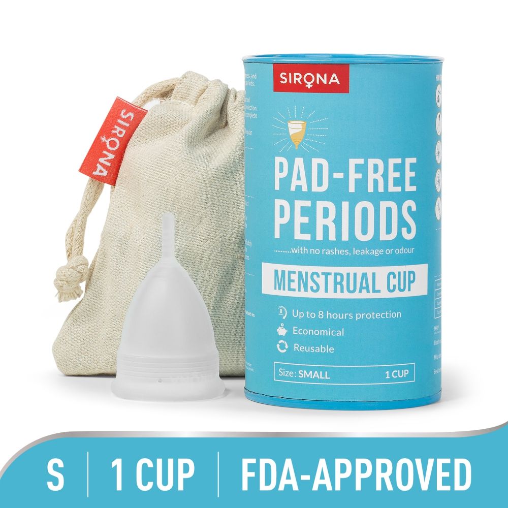 Sirona Pad Approved Reusable Menstrual Cup For Women (Small Size) Protection For Up To 8-10 Hours
