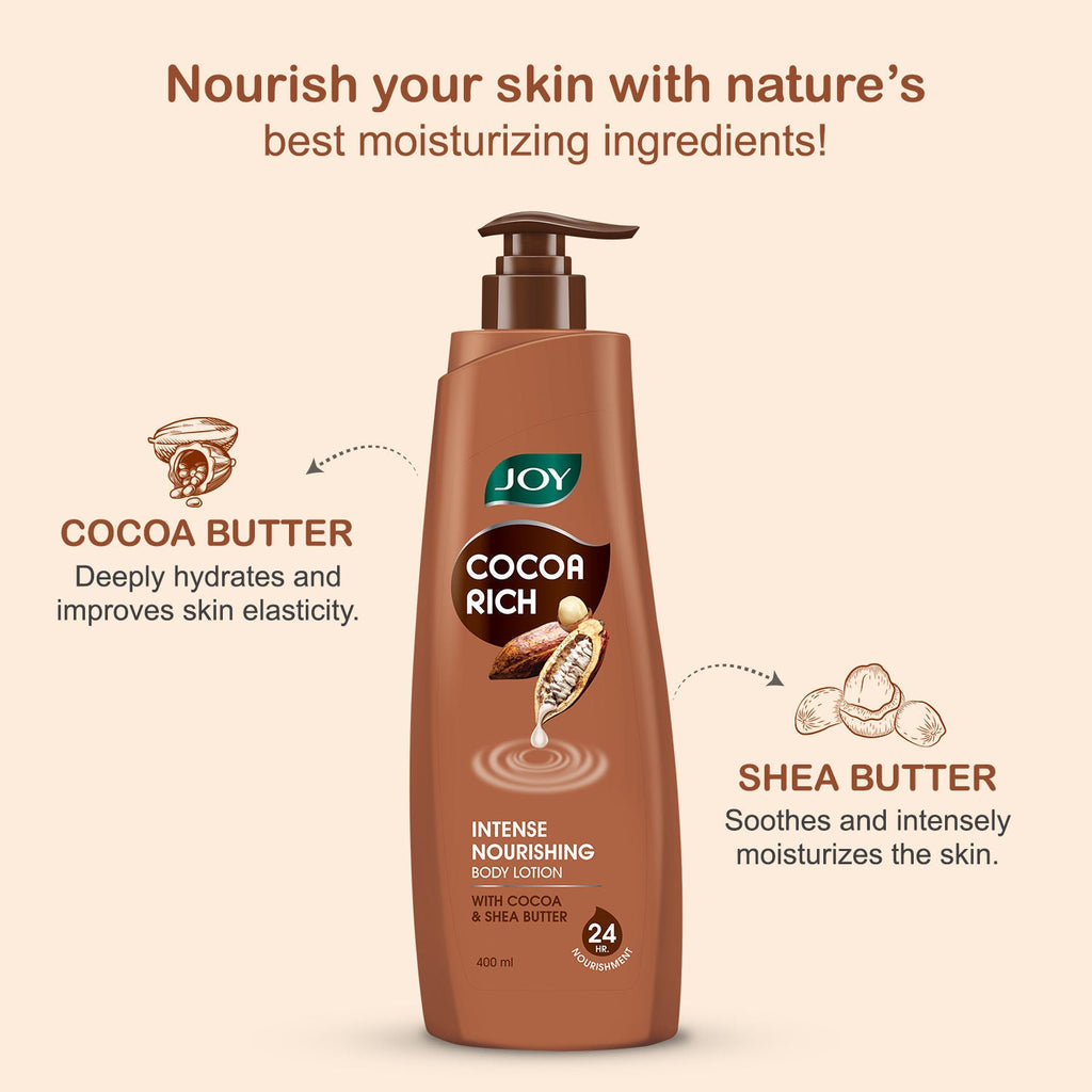 Joy Cocoa Rich Intense Nourishing Body Lotion - Shea & Cocoa Butter, 24hr Moisture for Winter