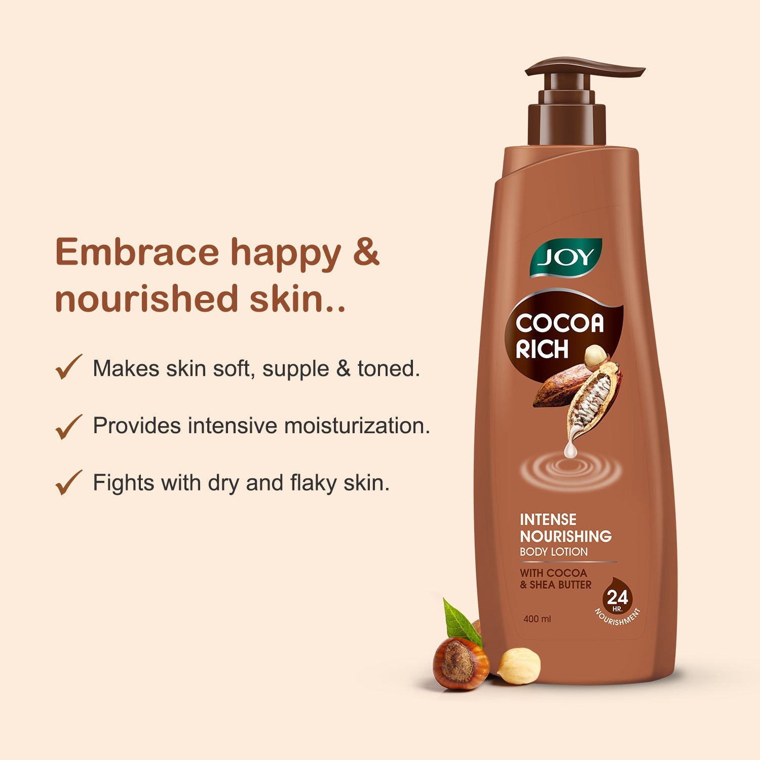 Joy Cocoa Rich Intense Nourishing Body Lotion - Shea & Cocoa Butter, 24hr Moisture for Winter