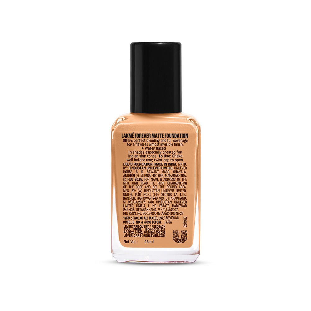 Lakme Forever Matte Foundation For Superior Coverage, Vit E, Lightweight & Water-Resist