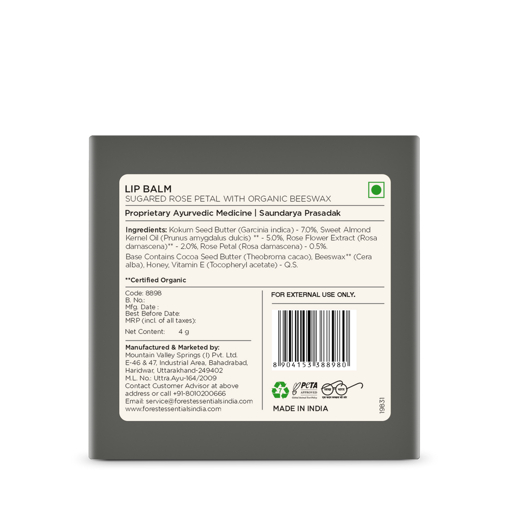 Forest Essentials Luscious Lip Balm With Organic Beeswax For Dry Chapped Lips