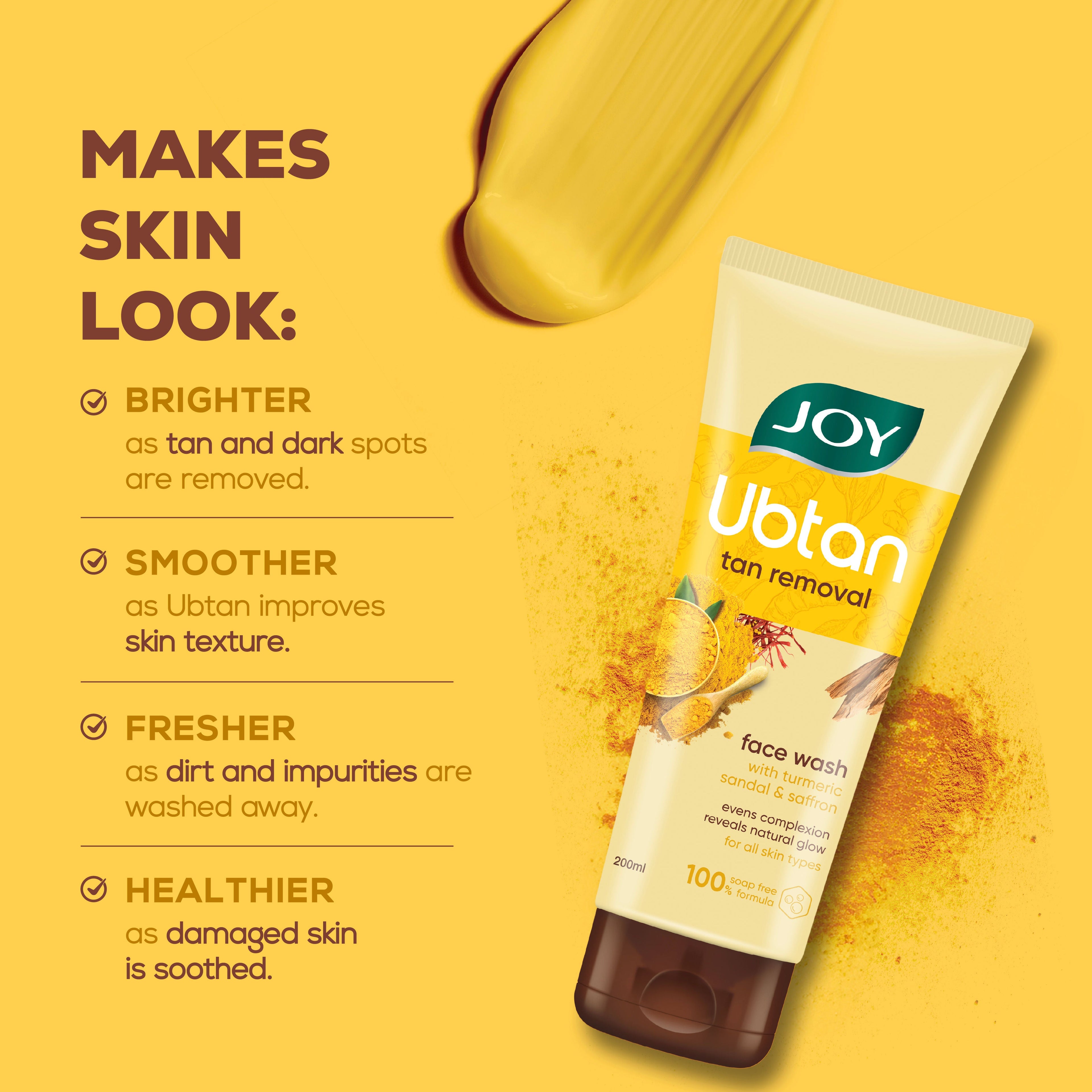 Joy Ubtan Tan Removal Face Wash, For Natural Glowing Skin