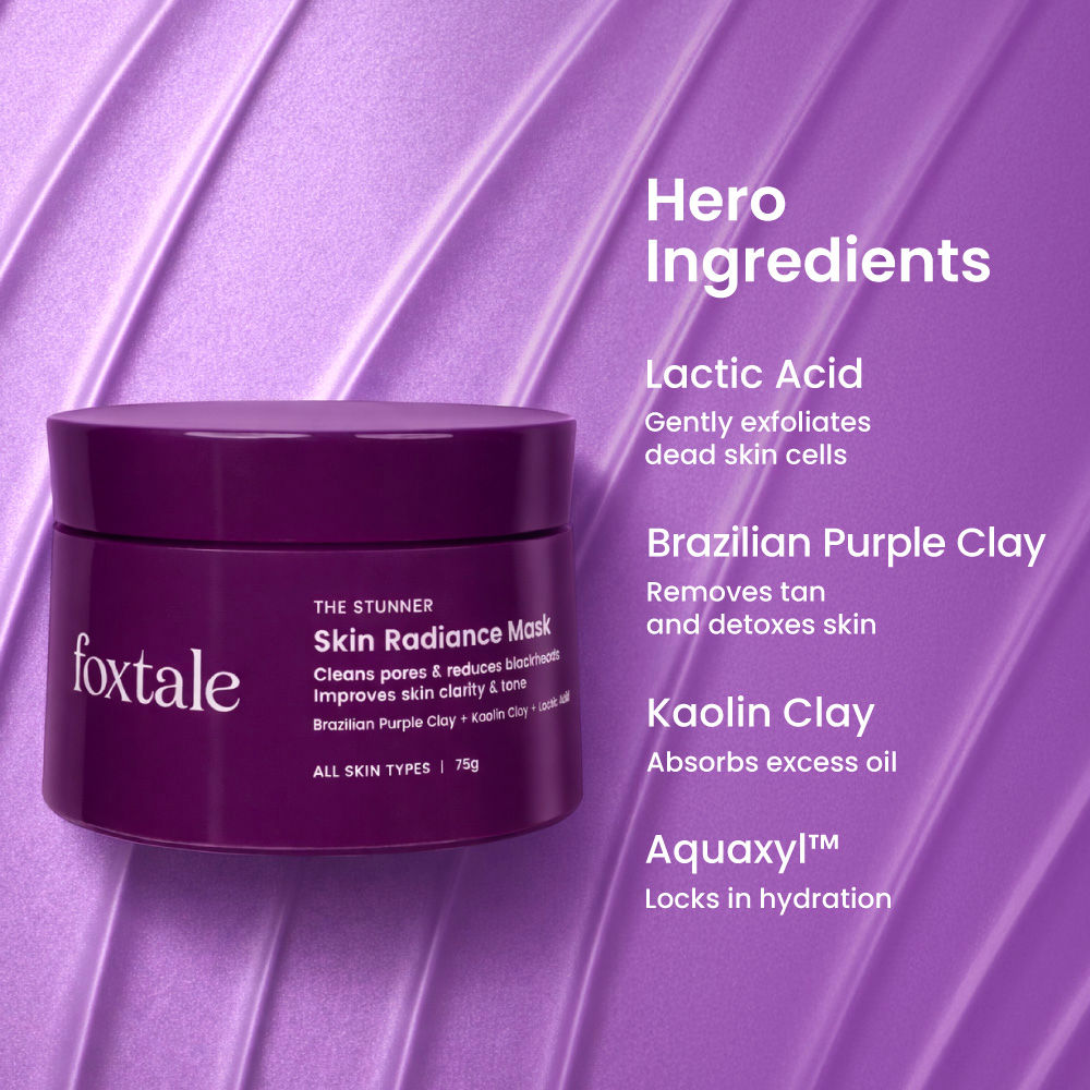 Foxtale De-Tan Face Mask For Tan Removal, Instant Brightening & Glowing Skin, Hydrates For 8+ Hours