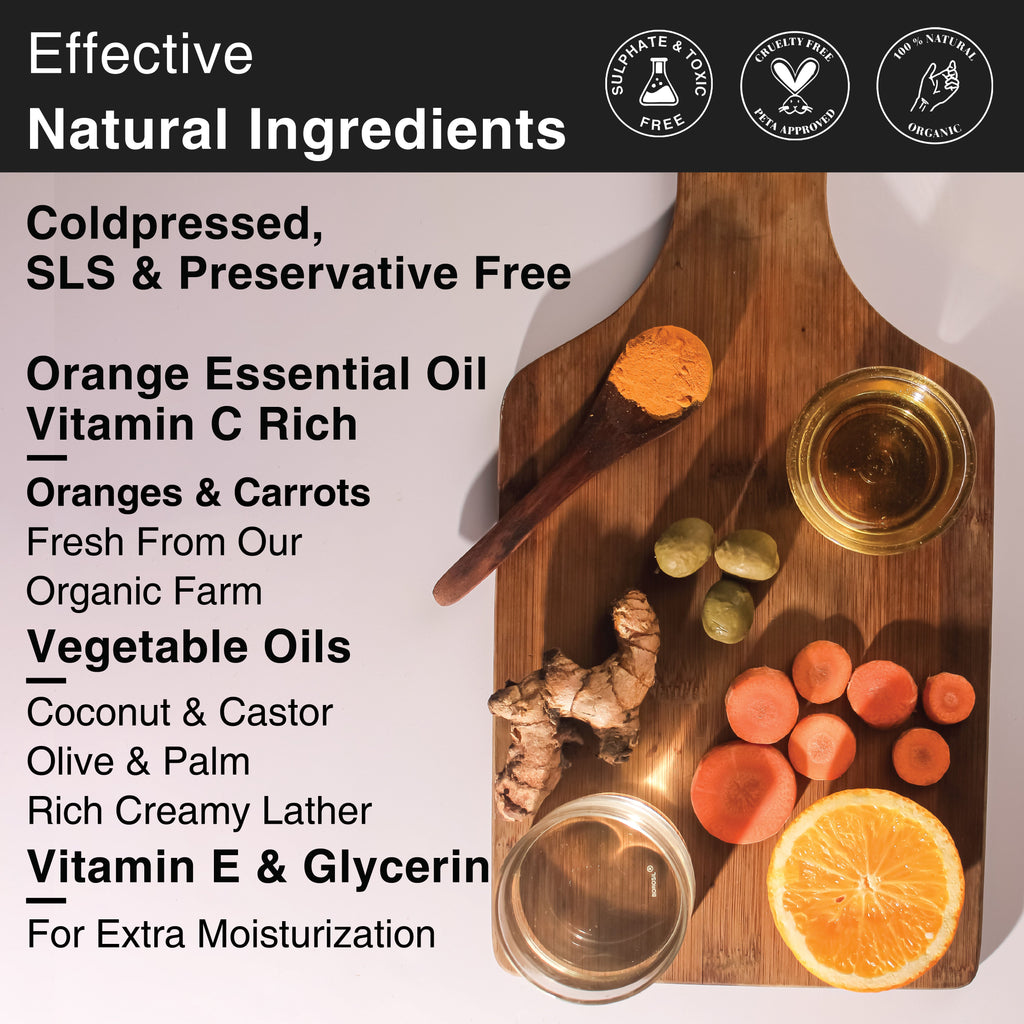 Soulflower Ayurvedic Vitamin C Orange Carrot Handmade Soap for Skin Face Whitening, Dark Spots