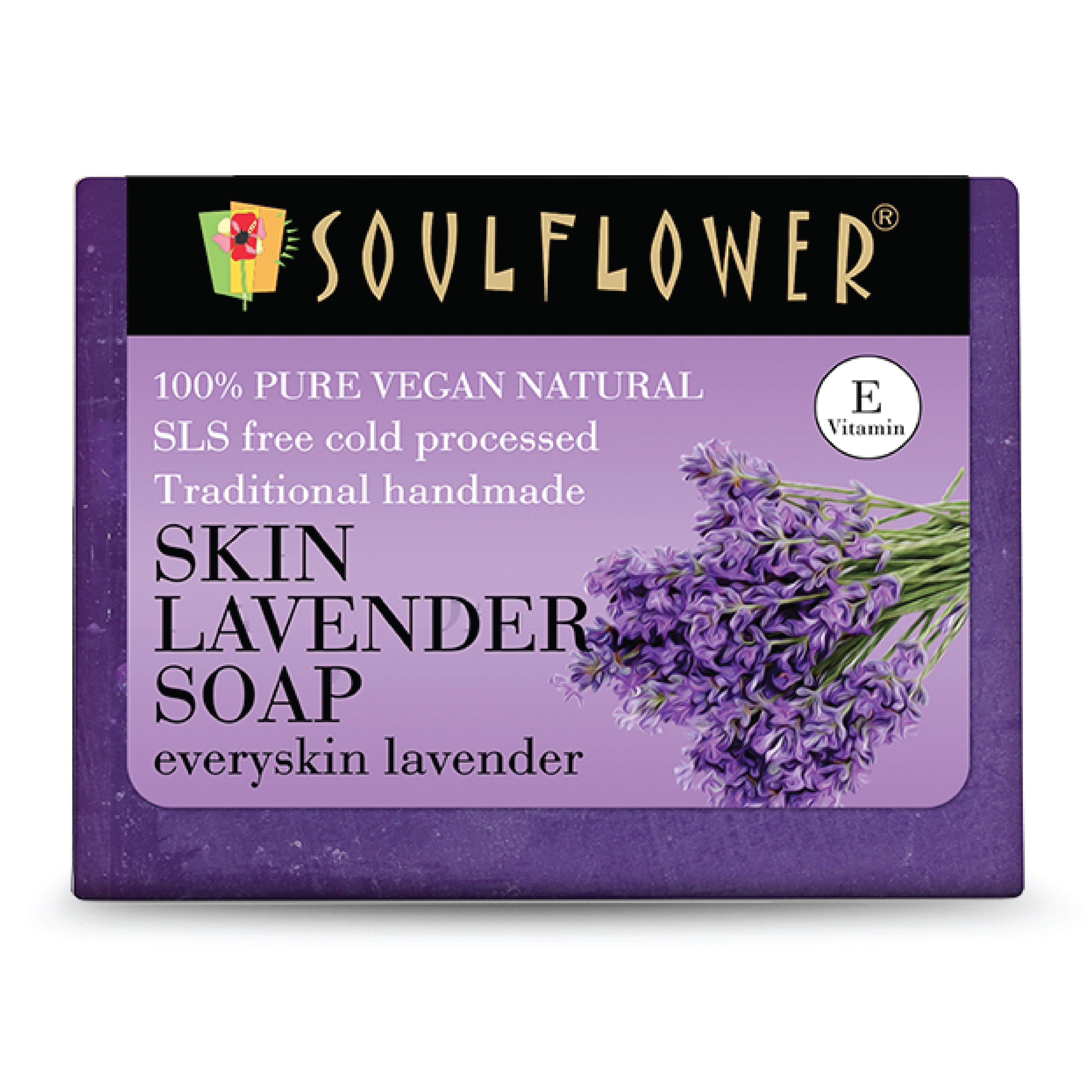Soulflower Organic Handmade Lavender Bathing Soap For Dry Skin & Body Odor, Moisturise & Hydrate
