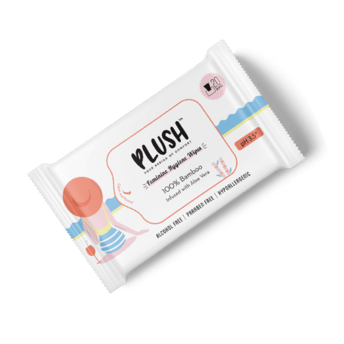 Plush Feminine Hygiene Intimate Wipes - Natural , pH Balanced - 20Pcs