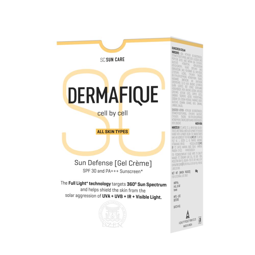 Dermafique Sun Defense Gel Crème, SPF 30, PA +++ Sunscreen 50g, Prevents Tanning & Pigmentation