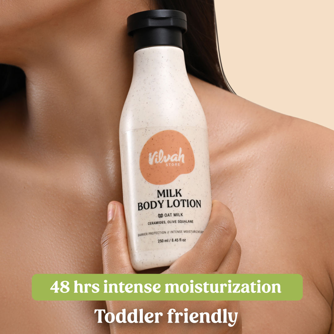 Vilvah Milk Body Lotion With Oat Milk, Ceramides & Olive Squalane For 48H Moisturisation