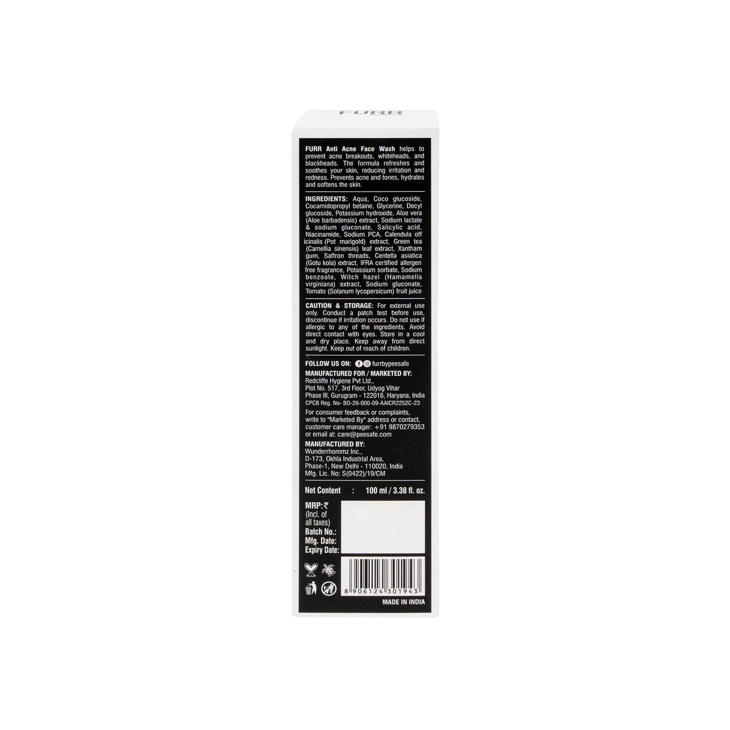 FURR 2% Salicylic Acid & Green Tea Anti Acne Face Wash
