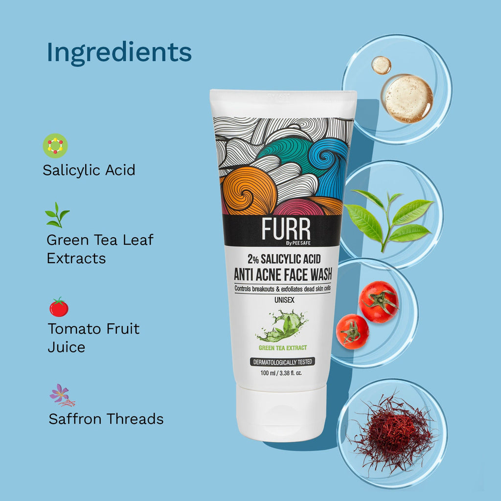 FURR 2% Salicylic Acid & Green Tea Anti Acne Face Wash